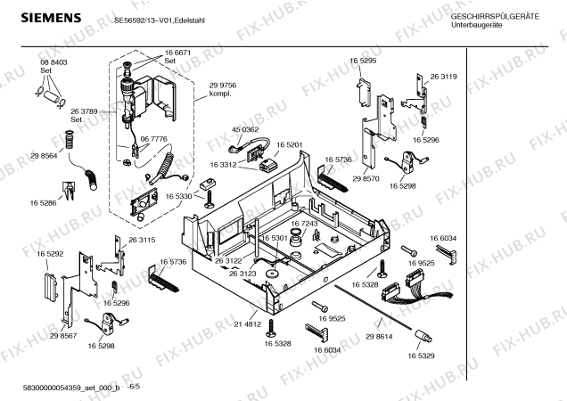 Взрыв-схема посудомоечной машины Siemens SE56592 - Схема узла 05