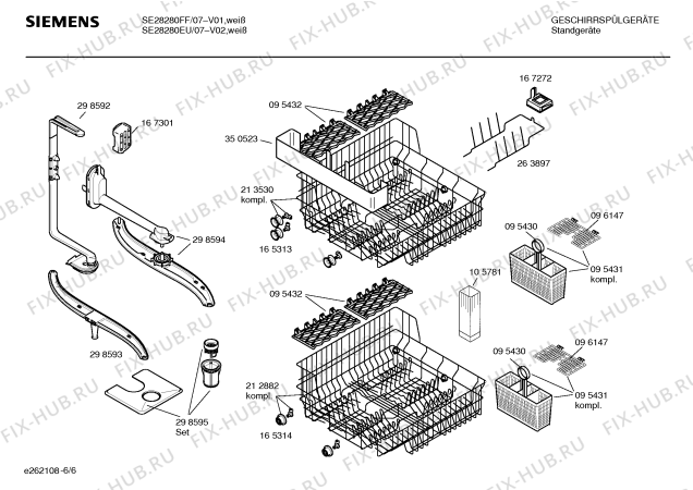 Взрыв-схема посудомоечной машины Siemens SE28280EU - Схема узла 06