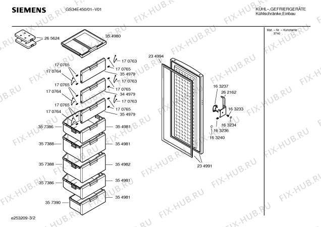 Взрыв-схема холодильника Siemens GS34E450 - Схема узла 02