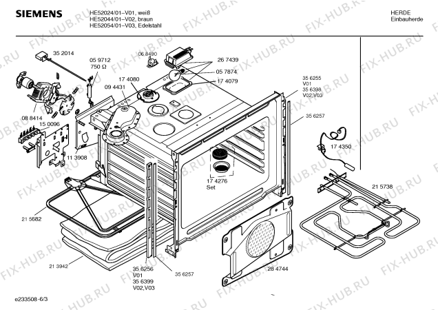 Взрыв-схема плиты (духовки) Siemens HE52054 - Схема узла 03