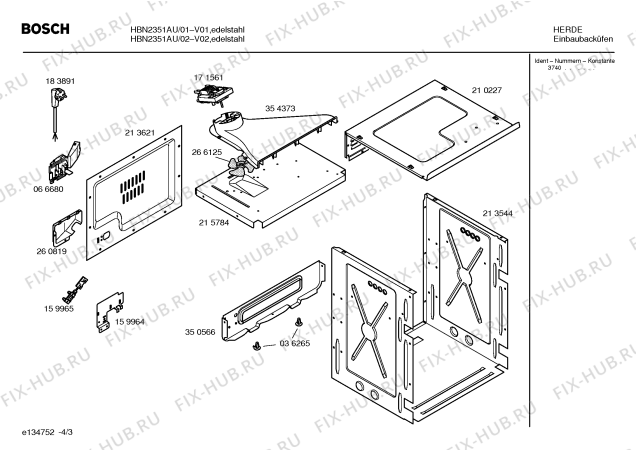 Взрыв-схема плиты (духовки) Bosch HBN2351AU - Схема узла 03