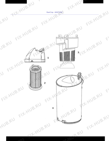 Взрыв-схема пылесоса Electrolux Z4772AZ - Схема узла Recipient