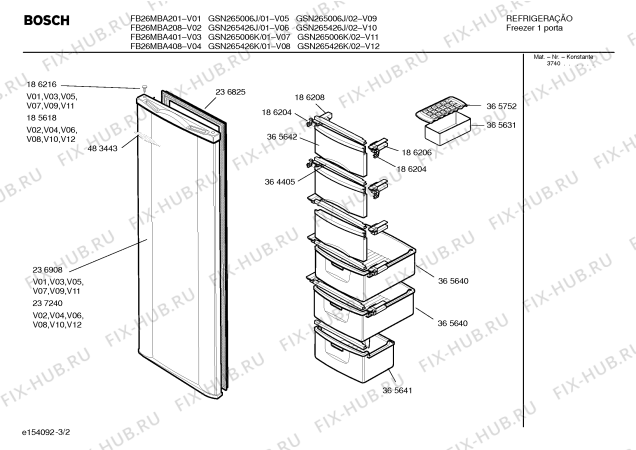 Взрыв-схема холодильника Bosch FB26MBA401 FB26 - Схема узла 02