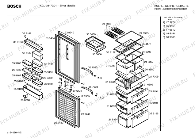 Схема №2 KGU32161GB с изображением Тэн оттайки для холодильника Bosch 00217351