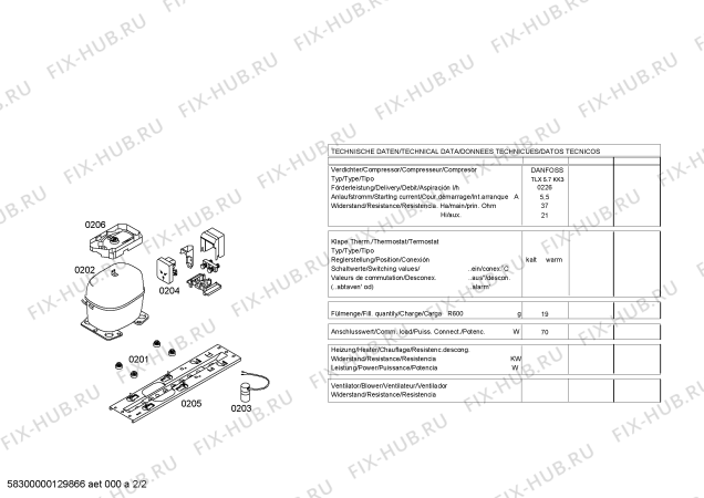 Взрыв-схема холодильника Bosch KTR14V21FF - Схема узла 02