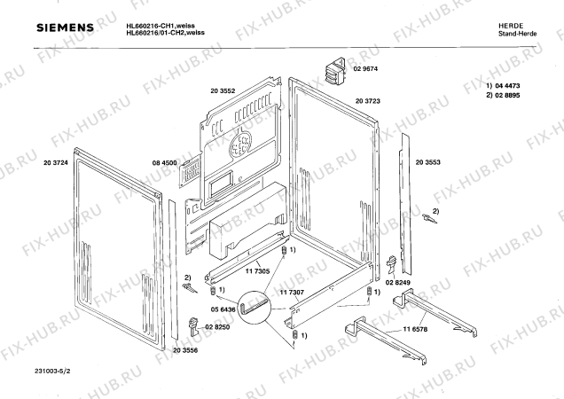 Схема №4 HL6602 с изображением Стеклокерамика для духового шкафа Siemens 00204106