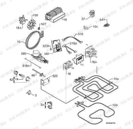 Взрыв-схема плиты (духовки) Privileg 074100_61047 - Схема узла Electrical equipment 268