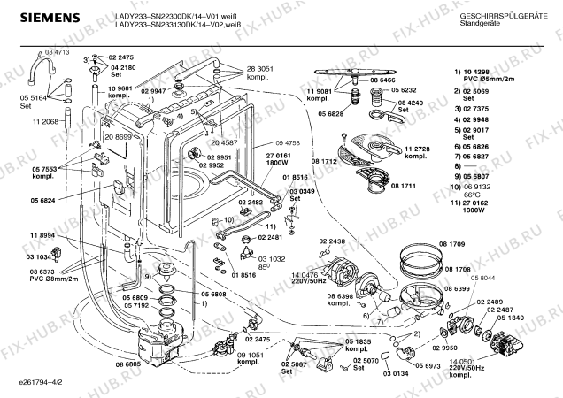 Взрыв-схема посудомоечной машины Siemens SN23313DK - Схема узла 02