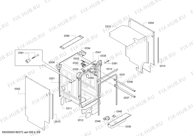 Схема №3 SPV69T00EU с изображением Передняя панель для посудомоечной машины Bosch 00706680