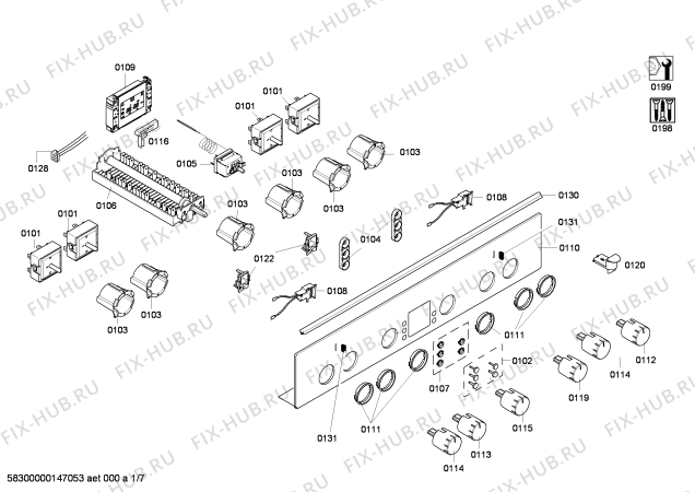 Схема №4 HCE744720U с изображением Стеклокерамика для электропечи Bosch 00685071