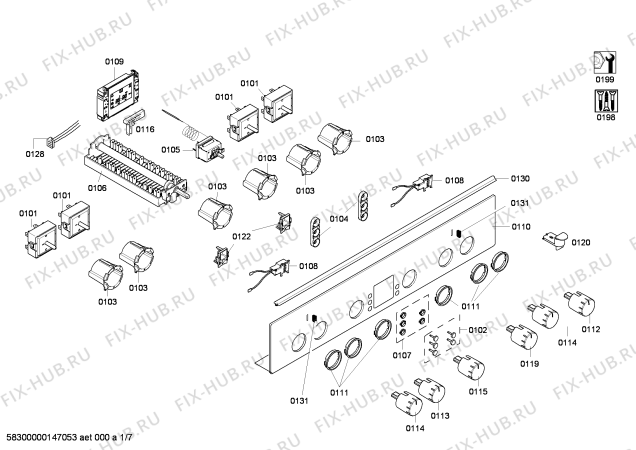 Схема №4 HCE744720U с изображением Панель управления для духового шкафа Bosch 00679494