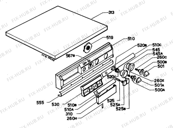 Взрыв-схема стиральной машины Electrolux WH275 - Схема узла W30 Panel,User manual B