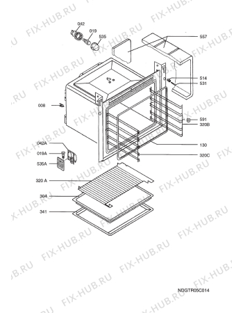 Взрыв-схема плиты (духовки) Voss Electrolux ELK12022HV 22R - Схема узла Oven