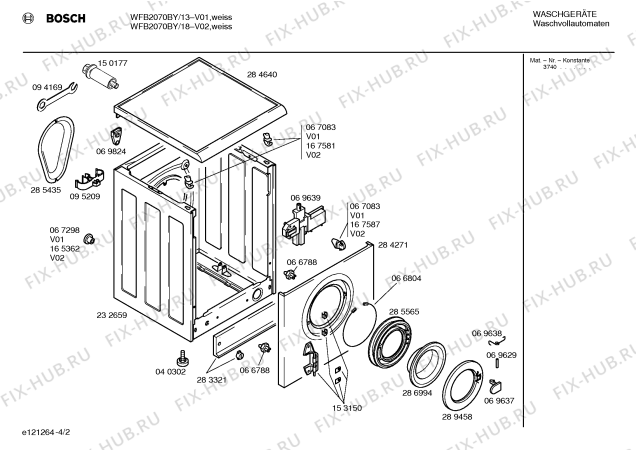 Схема №2 WFB2070BY с изображением Панель управления для стиральной машины Bosch 00289192