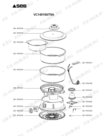 Схема №1 VC145100/79A с изображением Часть корпуса для электропароварки Seb SS-993555