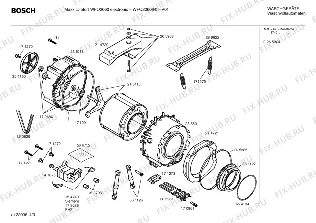 Взрыв-схема стиральной машины Bosch WFO2060II Maxx Comfort WFO 2060 - Схема узла 03