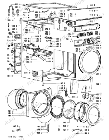 Схема №1 AWM 1008 с изображением Обшивка для стиральной машины Whirlpool 481010444276