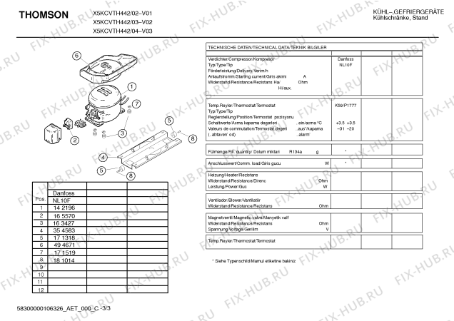 Взрыв-схема холодильника Thomson X5KCVTH442 - Схема узла 03