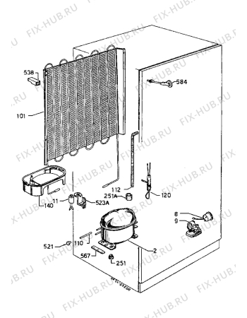 Взрыв-схема холодильника Marijnen CM2185DB - Схема узла Cooling system 017