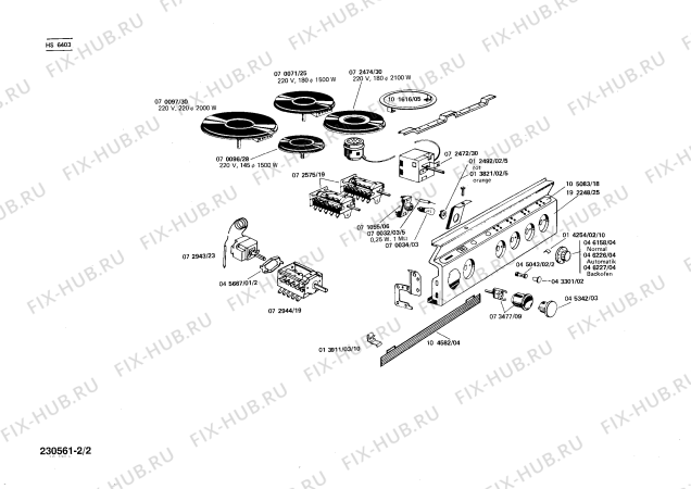 Взрыв-схема плиты (духовки) Siemens HS6403 - Схема узла 02