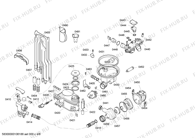 Взрыв-схема посудомоечной машины Bosch SGU45M15EU - Схема узла 04