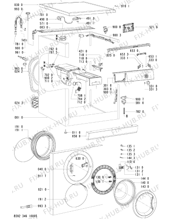 Схема №1 AWO/D 55105 с изображением Обшивка для стиралки Whirlpool 481245217922