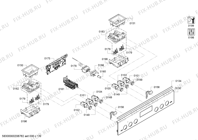 Схема №2 PE10M40X0 с изображением Ручка конфорки для электропечи Bosch 10007252