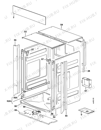 Взрыв-схема плиты (духовки) Electrolux EBSL6W+HF - Схема узла Outer Casing