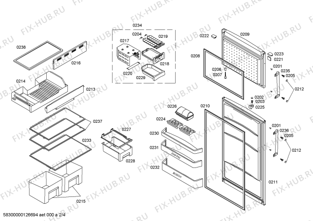 Схема №3 KDN40V00IL с изображением Поднос для холодильной камеры Bosch 00643675