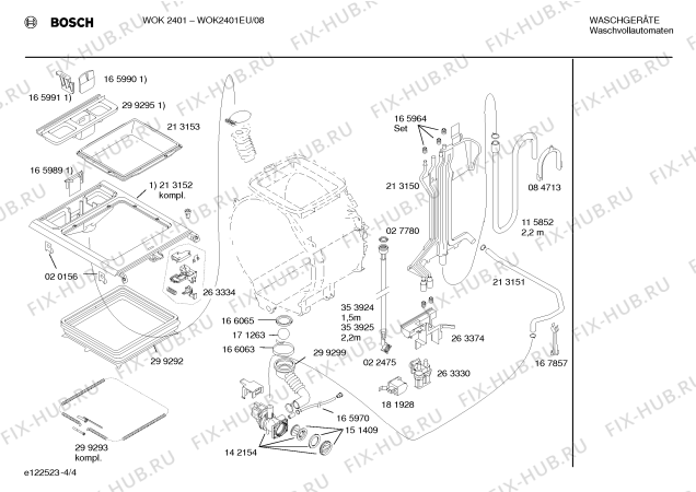 Схема №4 WOK2401EU WOK2401 с изображением Инструкция по эксплуатации для стиральной машины Bosch 00522771