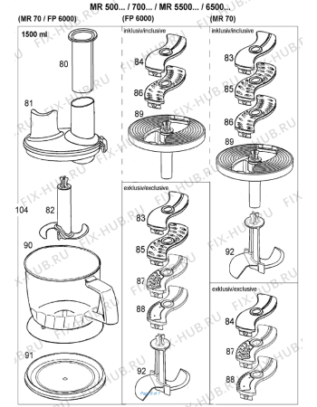 Взрыв-схема блендера (миксера) BRAUN Multiquick 5 MR 550 Vital - Схема узла 6