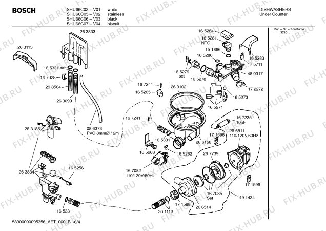 Взрыв-схема посудомоечной машины Bosch SHU66C07UC Bosch - Схема узла 04