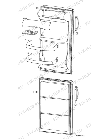 Взрыв-схема холодильника Privileg 961002_7944 - Схема узла Door 003