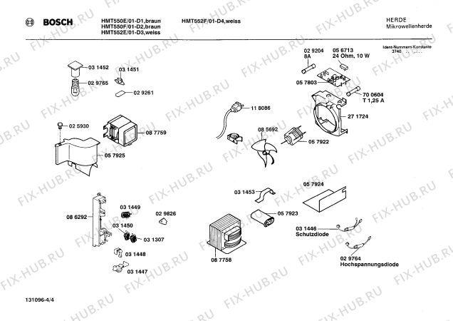Схема №3 HMT552F с изображением Контактная пленка для свч печи Bosch 00058761