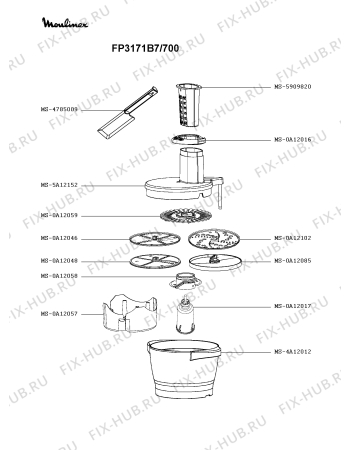 Взрыв-схема кухонного комбайна Moulinex FP3171B7/700 - Схема узла YP003956.2P2