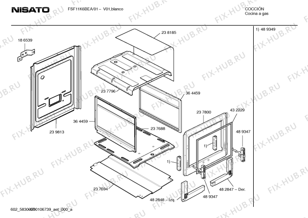 Взрыв-схема плиты (духовки) Nisato FSF11K6BEA NISATO - MILANO I - Схема узла 03