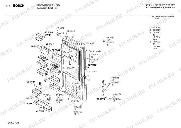 Взрыв-схема холодильника Bosch KGE3623RC - Схема узла 02
