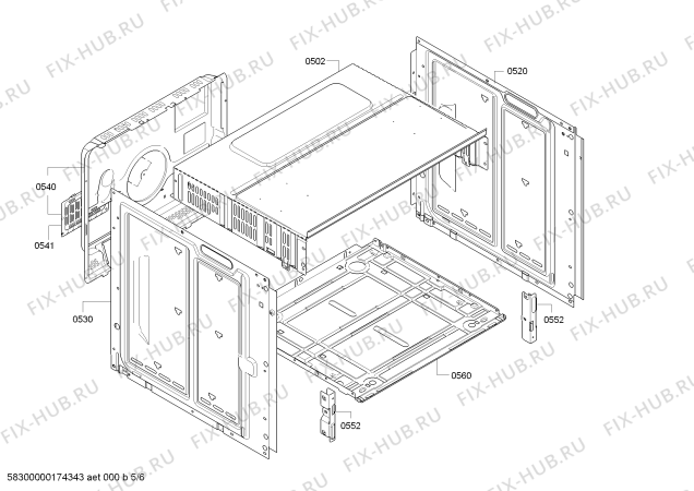 Взрыв-схема плиты (духовки) Bosch HBA13R150B Bosch - Схема узла 05