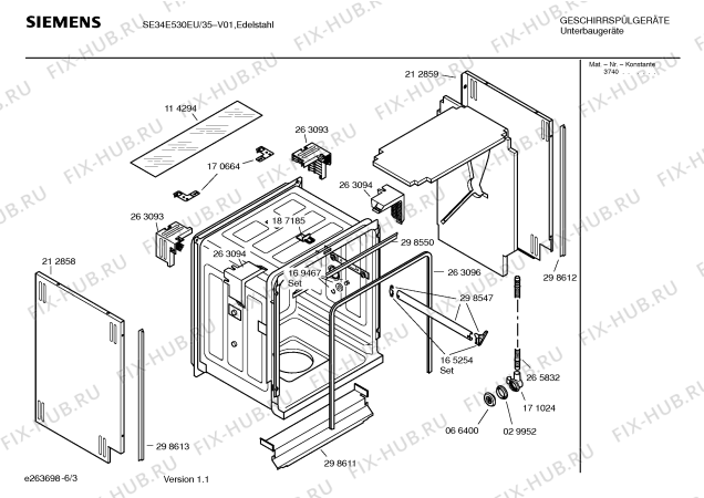 Взрыв-схема посудомоечной машины Siemens SE34E530EU - Схема узла 03