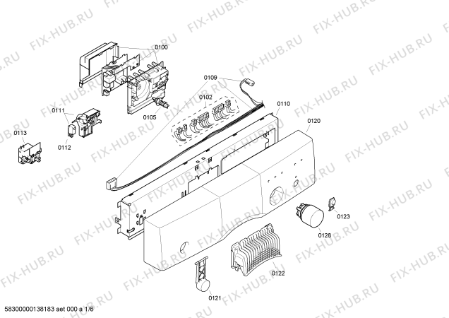 Схема №2 SRS43E18EU с изображением Передняя панель для посудомоечной машины Bosch 00670238
