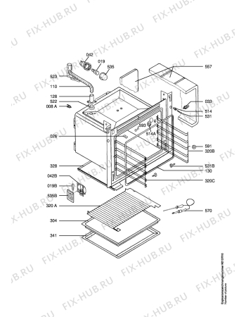 Взрыв-схема плиты (духовки) Aeg CE8140-1-W   EURO - Схема узла Oven