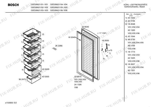 Взрыв-схема холодильника Bosch GSD26621 - Схема узла 02