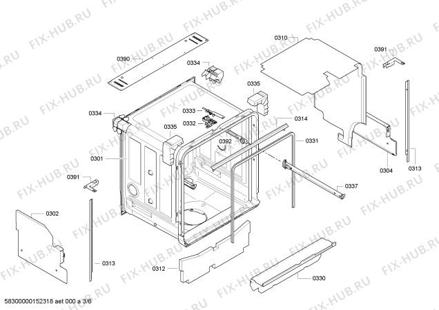 Схема №1 3VI500XA с изображением Модуль управления для посудомойки Bosch 00651063