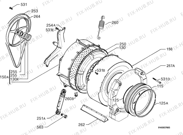 Взрыв-схема стиральной машины Zanker DFX4640 - Схема узла Functional parts 267