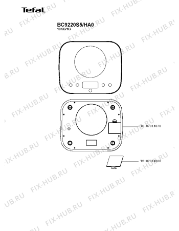 Схема №1 BC9220S5/HA0 с изображением Корпусная деталь для напольных и кухонных весов Tefal TS-07014080