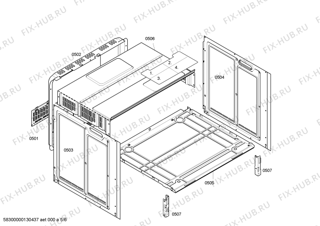 Схема №2 HB33U550S с изображением Боковая часть корпуса для духового шкафа Bosch 00470729