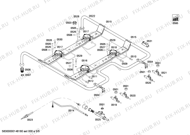 Взрыв-схема плиты (духовки) Siemens HP243210E - Схема узла 05