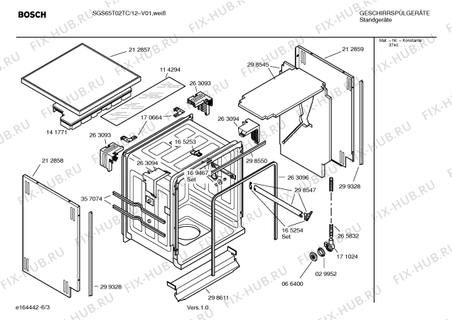 Взрыв-схема посудомоечной машины Bosch SGS65T02TC - Схема узла 03