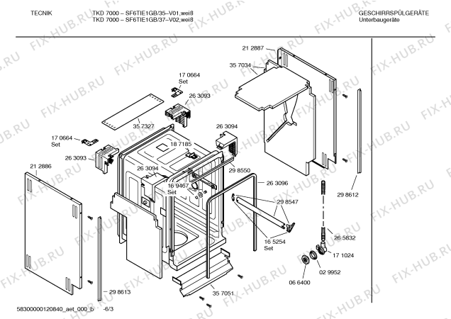 Схема №3 SF6TIE1GB TKD 7000 с изображением Набор кнопок для посудомоечной машины Bosch 00600694