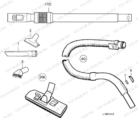 Взрыв-схема пылесоса Electrolux Z5210V - Схема узла L10 Hose B